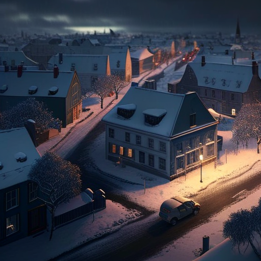 Imagen generada con MixJourney con el prompt '3D scene invierno en reykjavik'