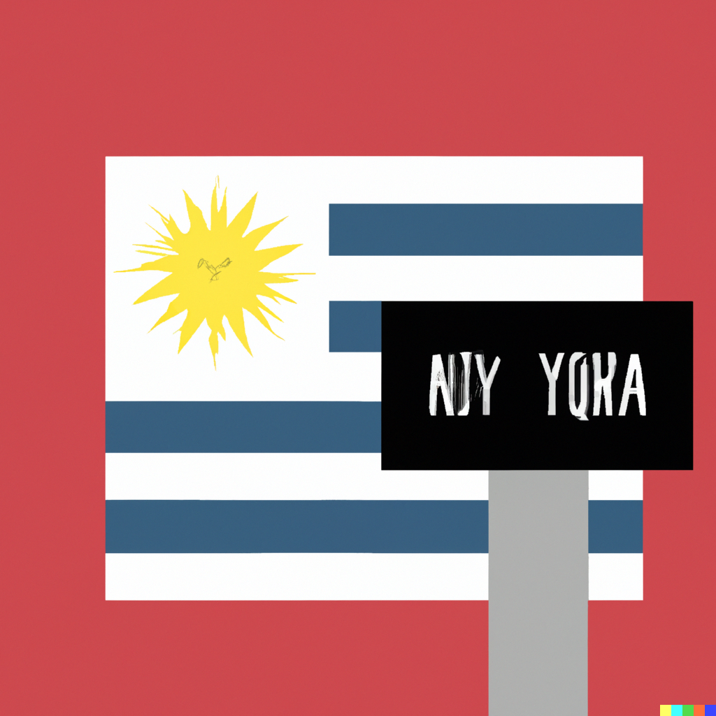 Imagen generada con DALL-E con el prompt 'no vayas a vivir a uruguay, minimalism constructivism'