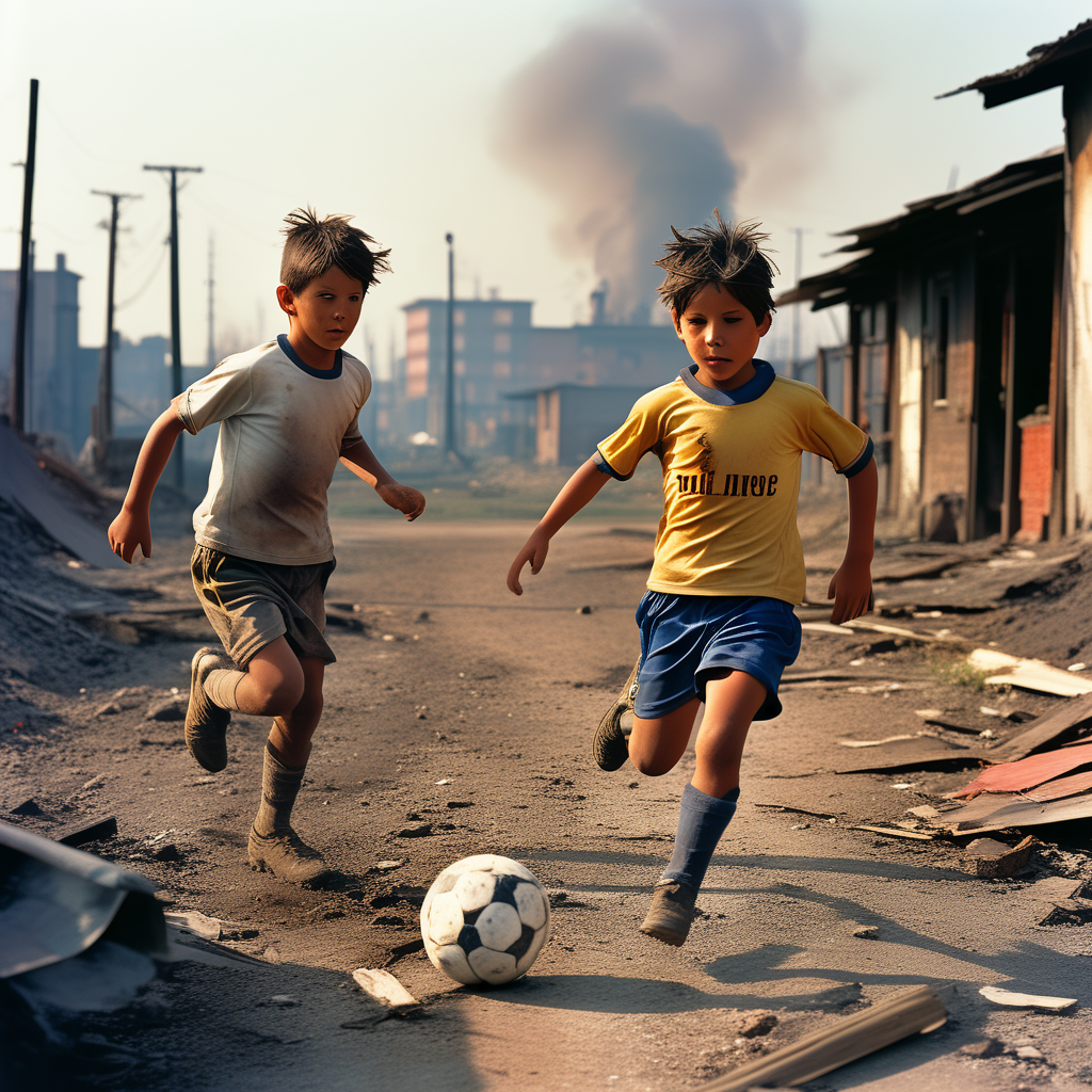 Imagen generada con Playground AI a partir del prompt vintage painted sports magazine style photography of youth soccer players early before they became today's cracks, kodak roll 35mm 100 asa, 135mm focus distance, slr